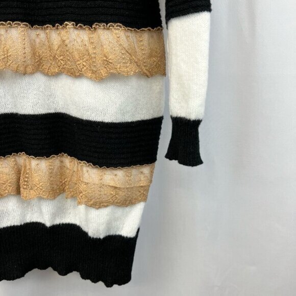 Shein Womens Sweater Dress Multicolor Striped Lace Crew Neck Long Sleeve Knit L - Picture 8 of 11